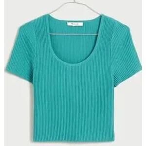 Madewell Sculpt Ottoman Stretchy Short Sleeve Crop Tee Shirt US Women's XS New